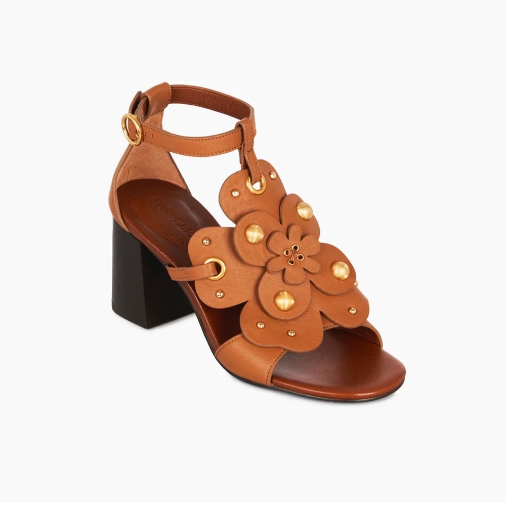 See by Chloe‎ Brown Floral Embellished Women's Heels